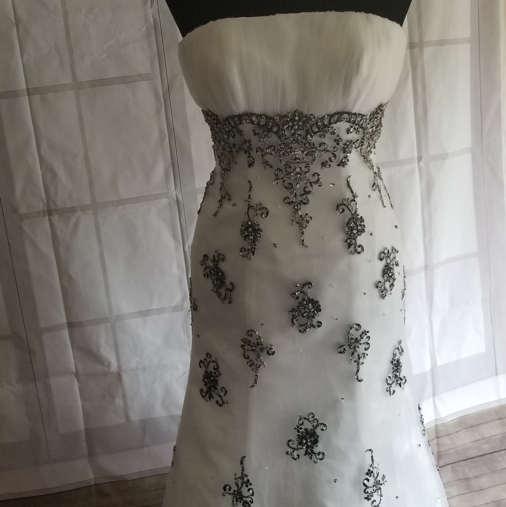 Black and white wedding dress